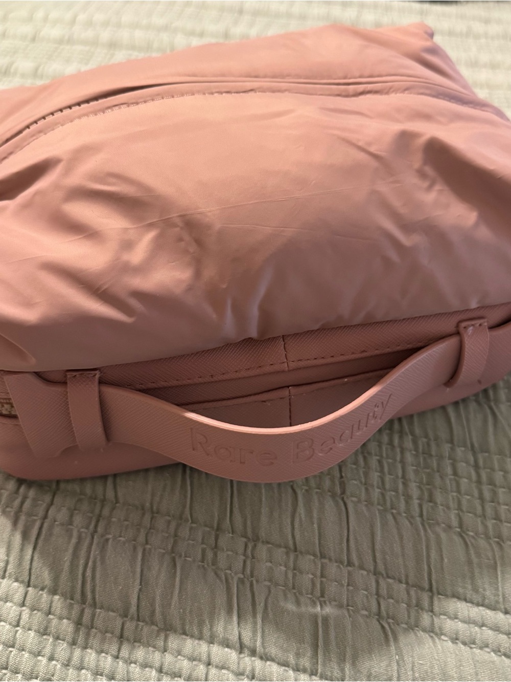 Rare Beauty Dusty Rose Cosmetic Pouch with Logo Strap